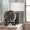Uttermost Shyam Table Clock – Black stand with brass-finished metal frame