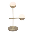 Metal Bedside Table Lamp With Off-White Globe Shade - Brass