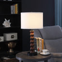 Polyresin Indents Table Lamp With White Shade - Dark Cherry