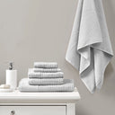 Spa - 6 Piece Jacquard Antimicrobial Towels Set - Gray - Madison Park - Towel Sets - Elite Enclave Home