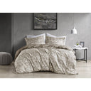 Maca - King/California King Textured Print Reversible Duvet Set - Taupe