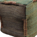 Jute Cube Pouf Ottoman - Green And Brown - HomeRoots - Accent Poufs - Elite Enclave Home