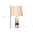 Novelty Table Lamp Coastal With Off-White Empire Shade (Set of 2) - Natural White And Blue