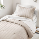 Logan - Twin/Twin Long Striped Comforter Set - Neutral