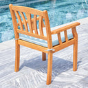 35" Eucalyptus Slat Wood Outdoor Accent Chair With Aqua Cushion - Natural
