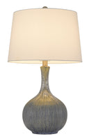 Ceramic Round Table Lamp With Empire Shade - Stone White