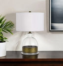 Glass Globe Table Lamp With White Drum Shade - Nickel - HomeRoots - Table Lamps - Elite Enclave Home