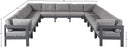 Nizuc - Outdoor Patio 13 Piece Modular Sectional With Gray Frame
