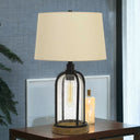 Metal Two Light Globe Table Lamp With Eggshell Empire Shade - Brown - HomeRoots - Table Lamps - Elite Enclave Home