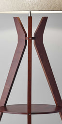 60" Solid Wood Tripod Floor Lamp With Drum Shade - Brown / White - HomeRoots - Floor Lamps - Elite Enclave Home