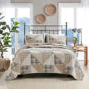 Olsen - 3 Piece King Oversized Cotton Quilt Set - Tan