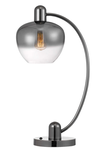 Metal Table Lamp With Silver Metallic Globe Shade - Gunmetal