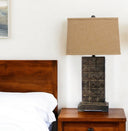 Vintage With Metal Pedestal Table Lamp - Brown