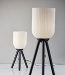Solid Wood Tripod Table Lamp With White Ribbed Glass Shade - Black - HomeRoots - Table Lamps - Elite Enclave Home