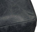 Distressed Leather Pouf Ottoman - Black
