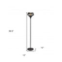 Chalice Mixed Material Torchiere With Metal Smoked Glass - Black - HomeRoots - Floor Lamps - Elite Enclave Home