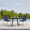 3 Piece Round Stone Dining Set With Two Chairs - Gray And Dark Blue