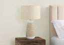 Ceramic Round Table Lamp With Beige Drum Shade - Brown And White - HomeRoots - Table Lamps - Elite Enclave Home