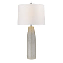 Ceramic Table Lamp With White Drum Shade - Light Gray