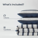 Merritt - Full/Queen Yarn - Dyed Striped Comforter - Blue - Super Listing - Comforters & Sets - Elite Enclave Home