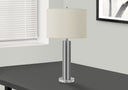 Acrylic Cylinder Table Lamp With Ivory Drum Shade - Silver Metallic - HomeRoots - Table Lamps - Elite Enclave Home