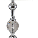 Metal Bedside Table Lamp With White Classic Drum Shade - Silver