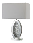 Contemporary Glass Table Lamp With Rectangular Shade - White Silver