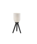 Solid Wood Tripod Table Lamp With White Ribbed Glass Shade - Black - HomeRoots - Table Lamps - Elite Enclave Home