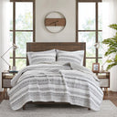 Fraser - 3 Piece Full/Queen Printed Quilt Set - Ivory/Black
