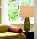 Ceramic Cylinder Table Lamp With Tan Empire Shade - Brown - HomeRoots - Table Lamps - Elite Enclave Home