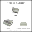Jaxon - 7 Piece California King Stripe Comforter Set With Bed Sheets - Green / Gray