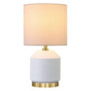 15" Ceramic Cylinder Table Lamp With White Drum Shade - Gold And White