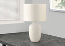 25" Ceramic Urn Table Lamp With Drum Shade - Cream - HomeRoots - Table Lamps - Elite Enclave Home