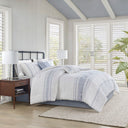 Morgan - 6 Piece Jacquard Oversized Comforter Set - White / Blue