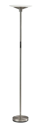 Steel LED Torchiere Floor Lamp With Solid Color Cone Shade - Silver / White - HomeRoots - Floor Lamps - Elite Enclave Home
