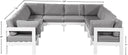 Nizuc - Outdoor Patio 10 Piece Modular Sectional With White Frame - Meridian Furniture - Stationary Sectionals- Elite Enclave Home