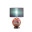 Iridescent Glass Globe Table Lamp With Gray Classic Drum Shade - Silver Metallic