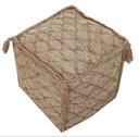 Jute Cube Trellis Pouf Ottoman - Brown