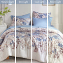 Luna - Floral Queen Comforter Set With Bed Sheets - Blue
