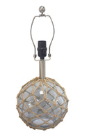 Glass With Rope Globe Table Lamp With Coral Shade - Aqua