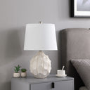 Ceramic Faceted Table Lamp With Off - White Drum Shade - Cream - HomeRoots - Table Lamps - Elite Enclave Home