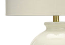 Ceramic Urn Table Lamp With Cream Drum Shade - Gold And Ivory - HomeRoots - Table Lamps - Elite Enclave Home