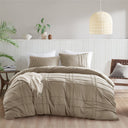 Porter - California King Soft Washed Pleated Duvet Cover Set - Khaki