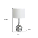 19" Bedside Table Lamp With White Drum Shade - Silver