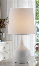 Metal Bedside Table Lamp With Shade - White