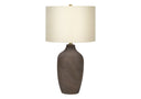 Ceramic Urn Table Lamp With Beige Drum Shade - Gray - HomeRoots - Table Lamps - Elite Enclave Home