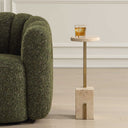 Feranno - Travertine Accent Table - Brass - Uttermost - Accent Tables - Elite Enclave Home