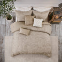 Walter - King 7 Piece Printed Comforter Set - Taupe