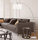 Arc Floor Lamp With White Drum Shade - White And Silver - HomeRoots - Floor Lamps - Elite Enclave Home
