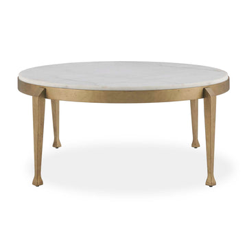 Tylan - Round Marble Coffee Table - Brass / White